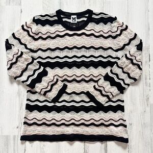 M BY MISSONI WAVE LONG SLEEVE TOP - Pink, Black SUS Size 10 / 46